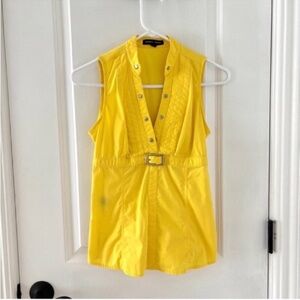 Express Yellow Sleeveless Collared Blouse With Silver Hardware XS